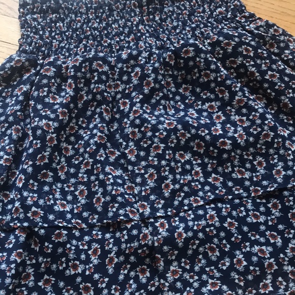 🐝 Vintage Navy Floral Layered Flounce Skirt XS - Picture 2 of 5